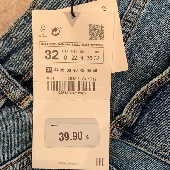 Zara Blue Cropped Flare Jean size 0 NWT - Picture 7 of 7